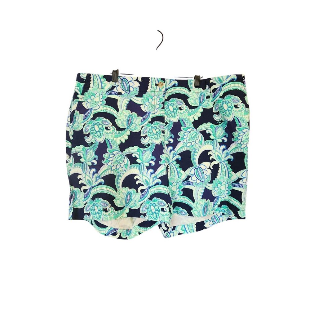 Talbots Womens Relaxed Chino Shorts 7" Floral Print Cotton Blend Size 18